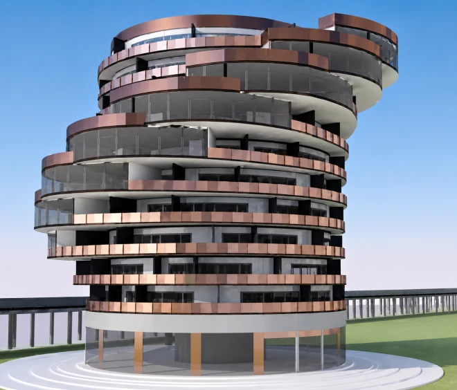 Futuristic circular multi story building architecture design